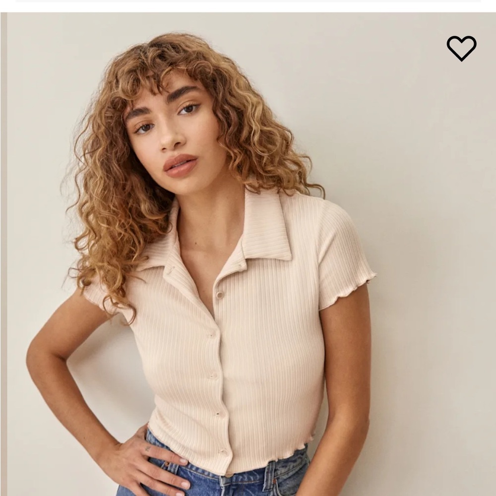 Reformation Brandy Ribbed Button-Up Top